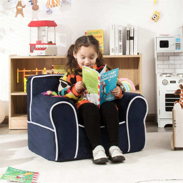 Kids Couch, Toddler Soft Sofa with Removable Washable Velvet Surface for Play Room, Nursery, Preschool, Foam Filled Armchair for 0-5 Boys & Girls
