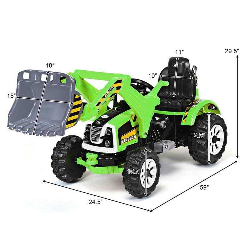 12V Kids Ride-On Excavator Truck, Battery-Powered Construction Vehicle with Front Loader Shovel, Ride-On Digger Toy for Boys Girls Ages 3-8
