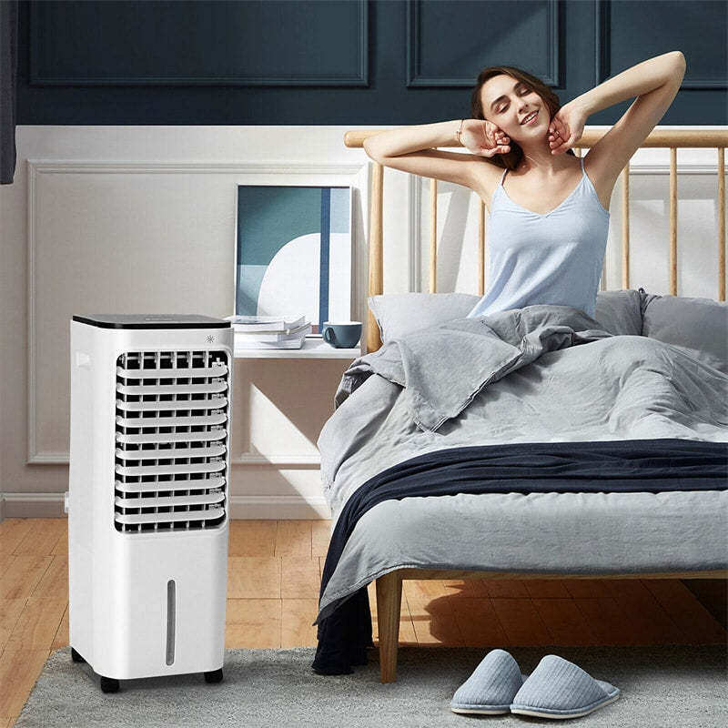 4-in-1 Portable Evaporative Air Cooler with Fan & Humidifier Mode, Quiet Swamp Cooler w/ Remote Control, 4 Ice Boxes, 12L Water Tank & 7.5H Timer