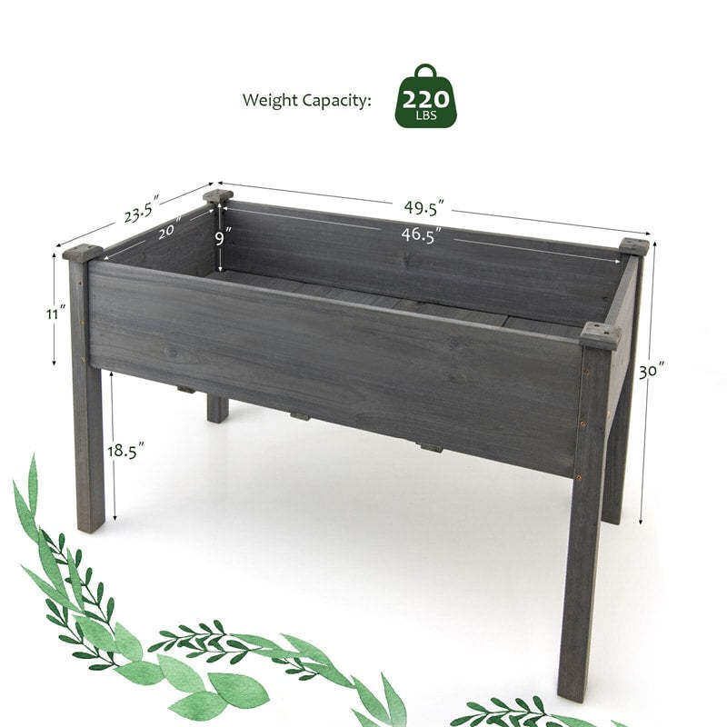 48" Raised Garden Bed, Wood Elevated Planter Box with Greenhouse Cover for Vegetables Flowers & Herbs, Outdoor Planting Bed for Backyard Patio