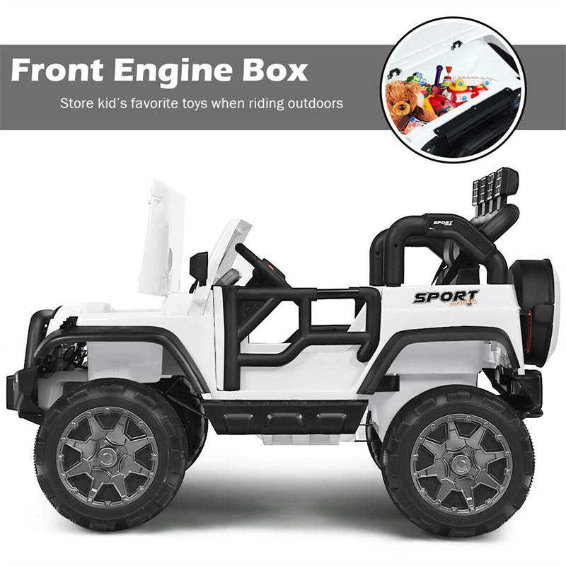 2-Seater Kids Ride on Truck, 12V Battery Powered Electric Vehicle with Remote Control & Lights for Boys Girls Gifts -s