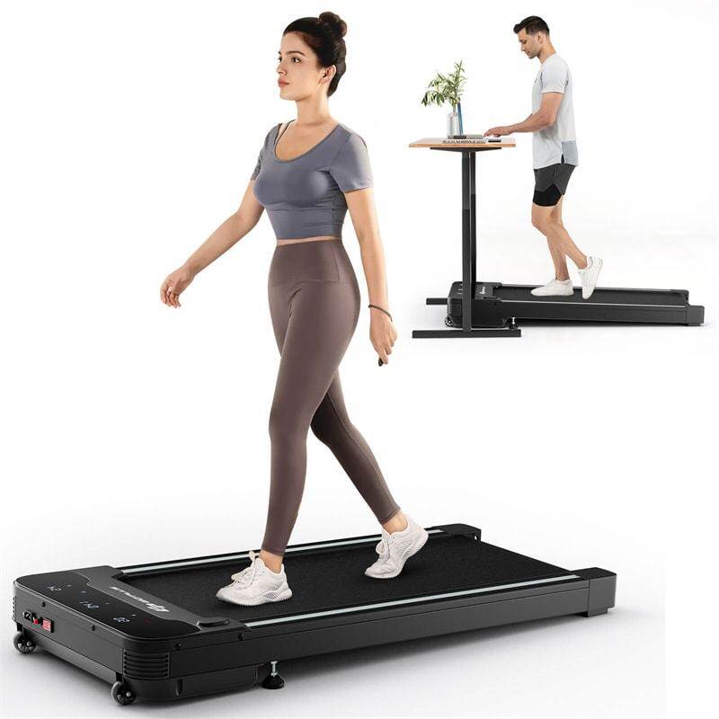 Under Desk Treadmill Slim Smart Foldable Walking Pad Treadmill with Touchable LED Display & Remote Control for Home Office