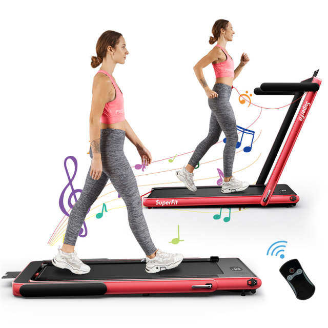 2-in-1 Folding Treadmill, 2.25HP Under Desk Treadmill with LED Display, APP & Remote Control, No Installation, Walking Jogging Machine for Home
