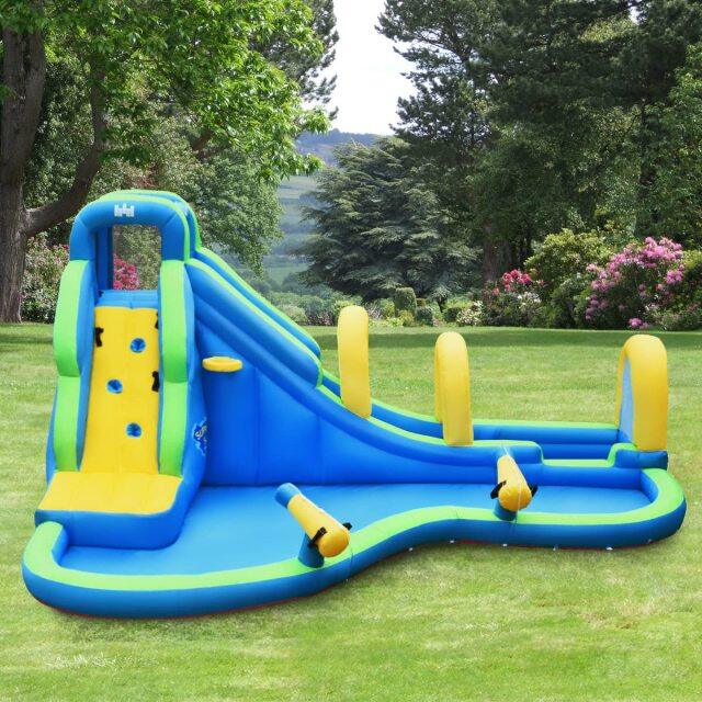 Kids Inflatable Water Slide, 5 in 1 Giant Water Slide Bouncer Park w/Splash Pool