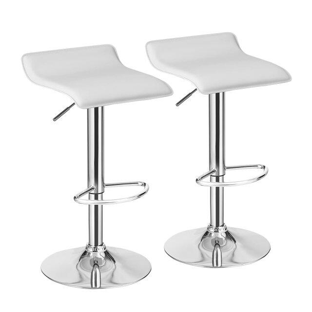 KOMFOTT Bar Stools Set of 2/4, Adjustable Swivel PU Leather Barstools w/Footrest, Chrome Base