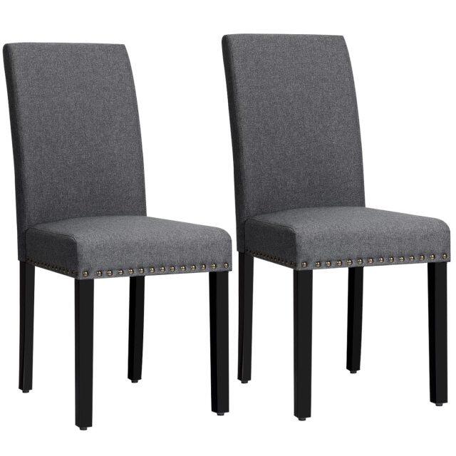 KOMFOTT Upholstered Dining Chairs Set of 2, Fabric Side Chairs with Wood Legs, Soft Padded Seat