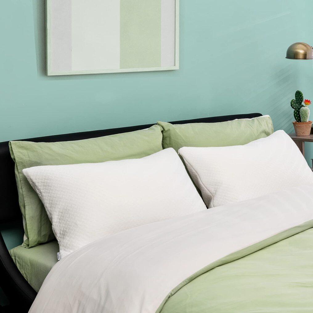 KOMFOTT 2 Pack Shredded Memory Foam Pillows with Zippered Washable Case Cover