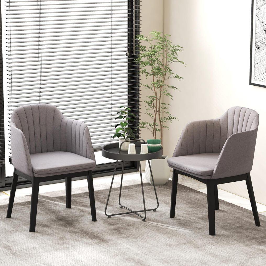 KOMFOTT Modern Dining Chairs Set of 2/4, Upholstered Velvet Accent Chairs w/Curved Backrests & Rubber Wood Legs