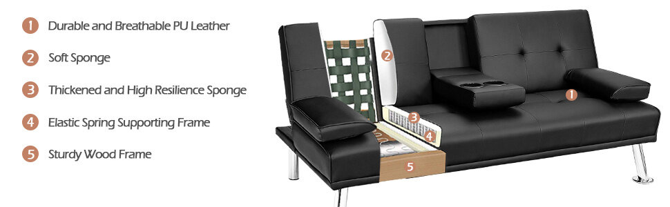 Modern Convertible Futon Sofa Bed