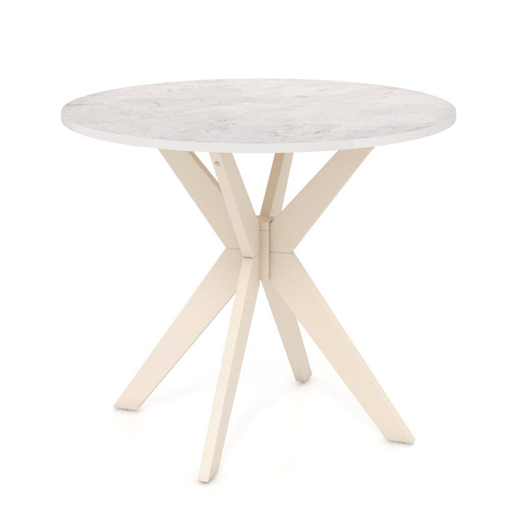 KOMFOTT 36" Round Dining Table, Solid Wood Kitchen Table with Intersecting Pedestal Base and Adjustable Foot Pads