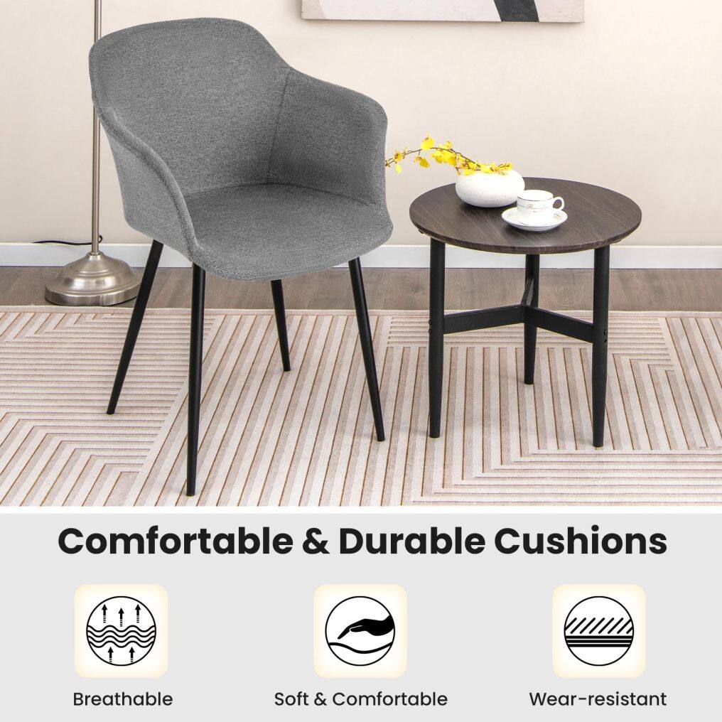 KOMFOTT Dining Chairs Set of 2/4, Upholstered Kitchen Chairs with Arms, Dining Room Chairs with Metal Frame, 17"(D)x18"(W) Wide Seat