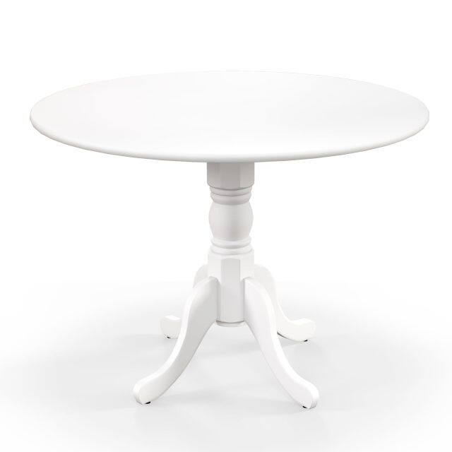 KOMFOTT Wood Round Dining Table for 4 People with Round Tabletop & Curved Trestle Legs