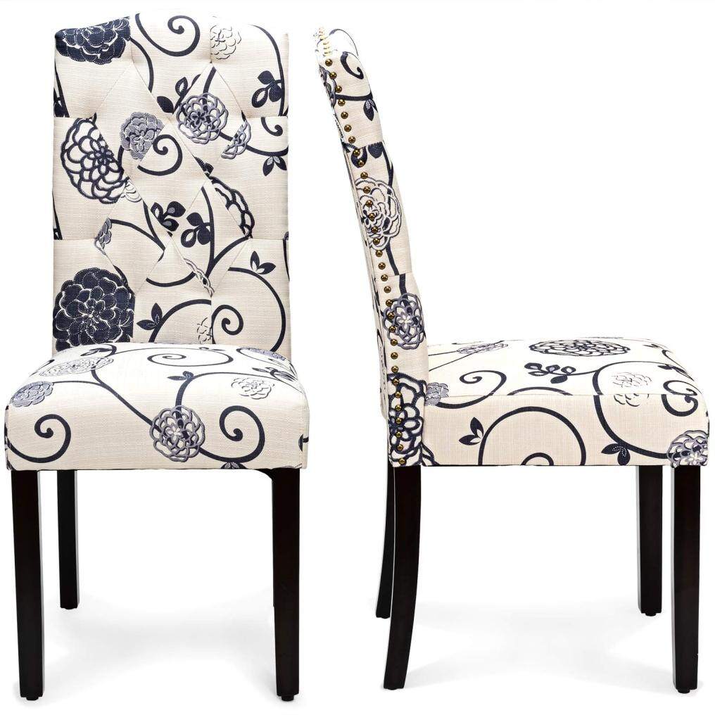 KOMFOTT Set of 2/4 Tufted Fabric Dining Chairs with Padded Seat and Tall Backrest