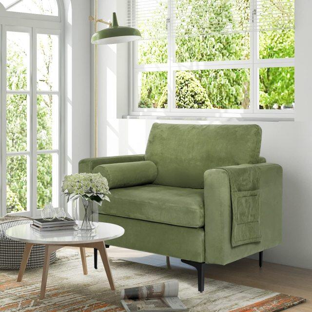 KOMFOTT Modern Accent Sofa w/Comfy Cushion Bolster for Bedroom Reception Room