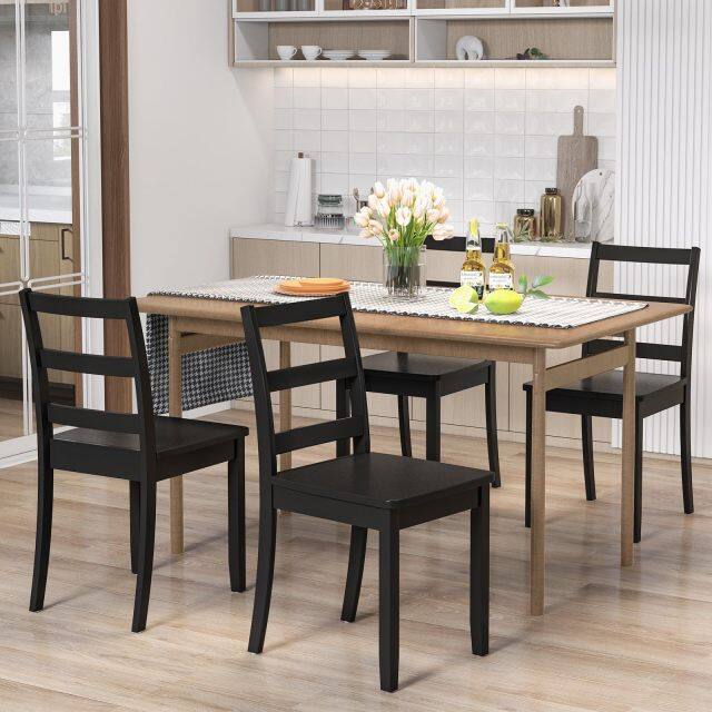 KOMFOTT Wood Dining Chairs Set of 2/4 with Solid Rubber Wood Legs, Non-Slip Foot Pads