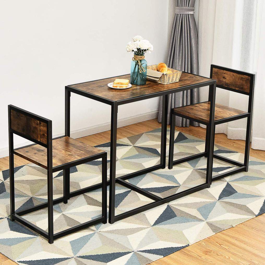 KOMFOTT 3 Piece Kitchen Table Set with 2 Chairs, Metal Frame