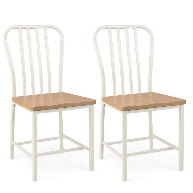 KOMFOTT Dining Chairs Set of 2/4 with Slat Back, Solid Metal Frame