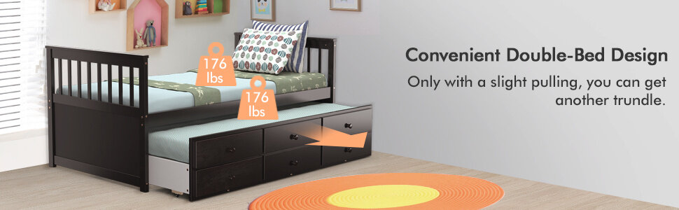 pull-out twin size trundle bed