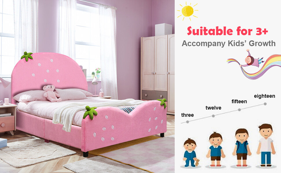 Twin Size Upholstered Platform Bed for Children