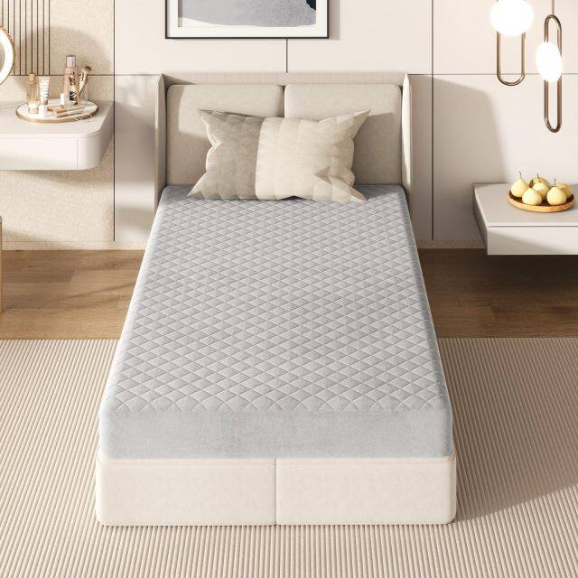 KOMFOTT Mattress Topper Cover, Soft Velvet Mattress Protector with Deep Pockets, Elastic Sides & Anti-Slip Bottom