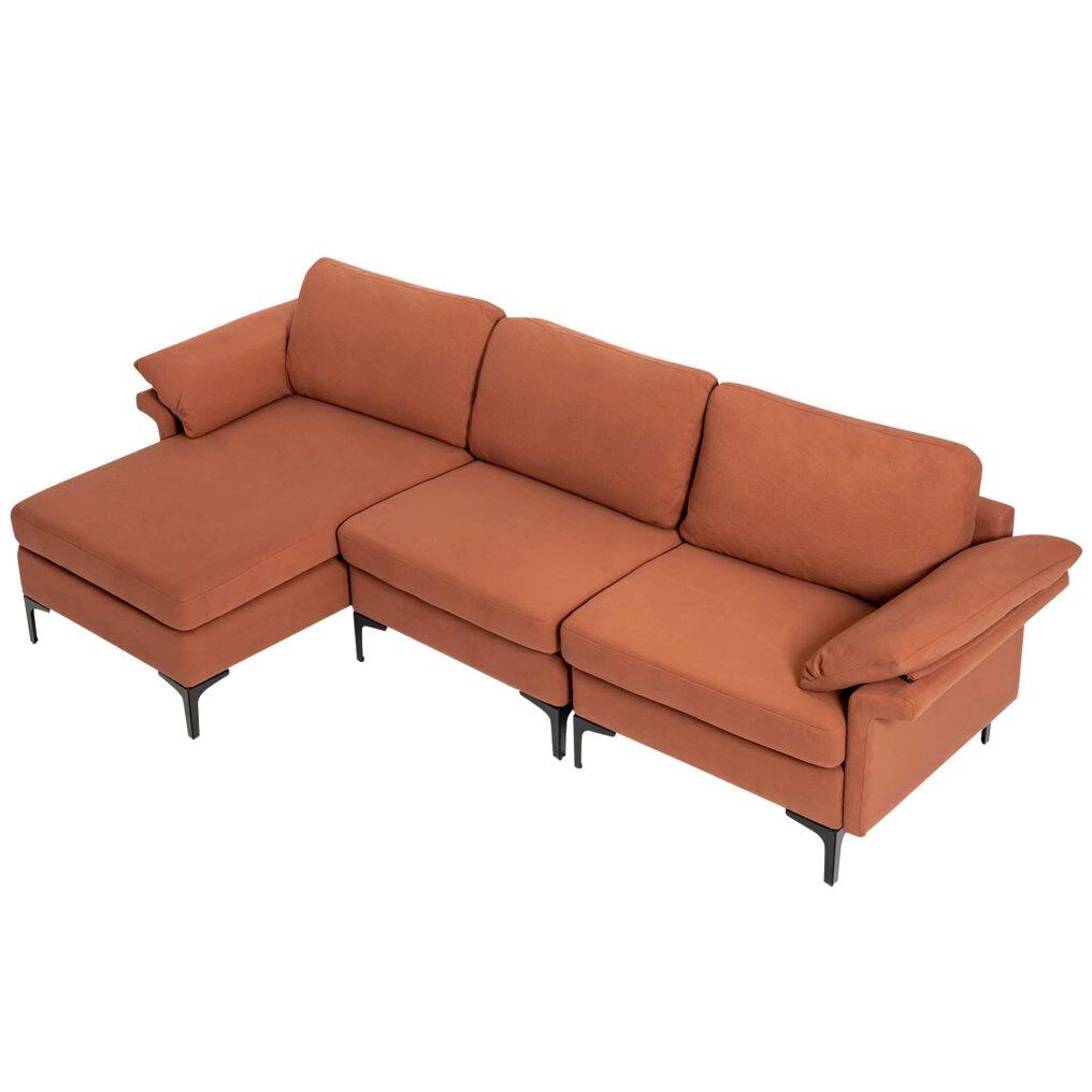 KOMFOTT 100.5 Inch Convertible L-Shaped Sectional Sofa Couch, 3-Seat Sofa with Reversible Chaise Lounge