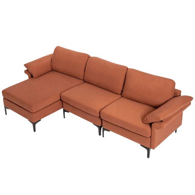 KOMFOTT 100.5 Inch Convertible L-Shaped Sectional Sofa Couch, 3-Seat Sofa with Reversible Chaise Lounge