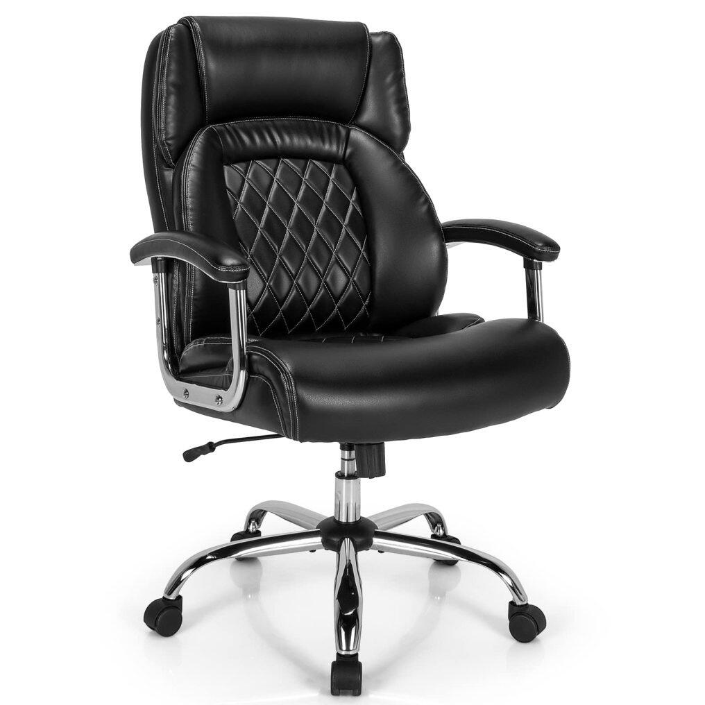 KOMFOTT 500LBS Big and Tall Office Chair, Wide Seat Large Leather Executive Chair with Heavy Duty Metal Base