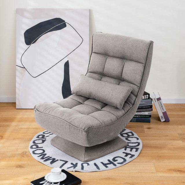 KOMFOTT Adjustable Swivel Floor Chair, 5 Position Video Game Chair with Massage Lumbar Pillow, Swivel Base, Steel Frame