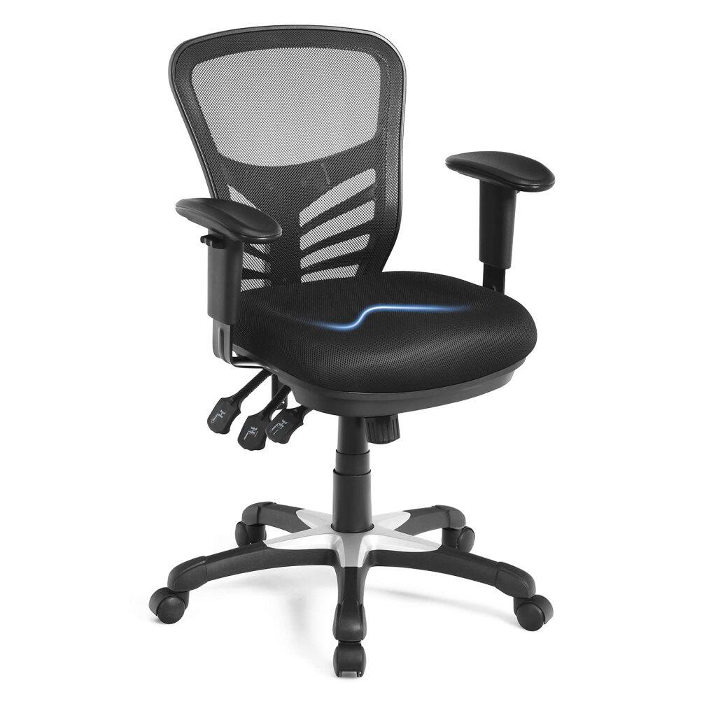 KOMFOTT Mid-Back Managers Mesh Office Chair with Height Adjustable Backrest & Armrest, Seat Tilt Adjustment