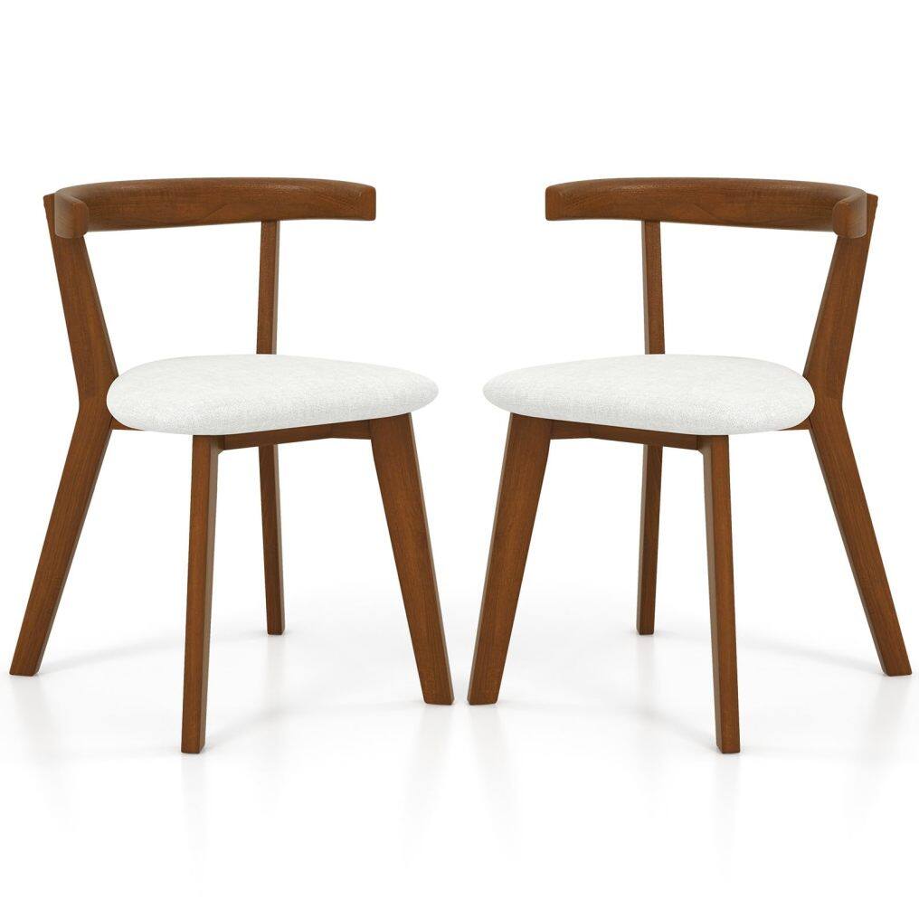 KOMFOTT Wooden Dining Chairs Set of 2/4, Farmhouse Hanging Kitchen Chairs w/Rubber Wood Frame, Padded Seat, Curve Back
