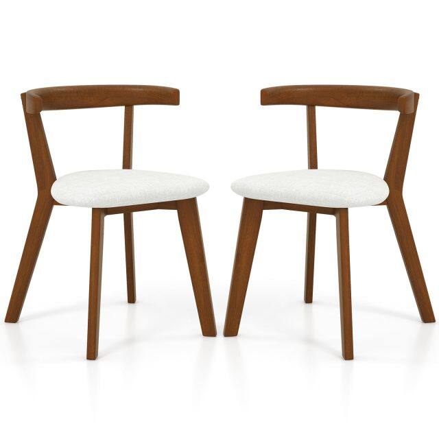 KOMFOTT Wooden Dining Chairs Set of 2/4, Farmhouse Hanging Kitchen Chairs w/Rubber Wood Frame, Padded Seat, Curve Back