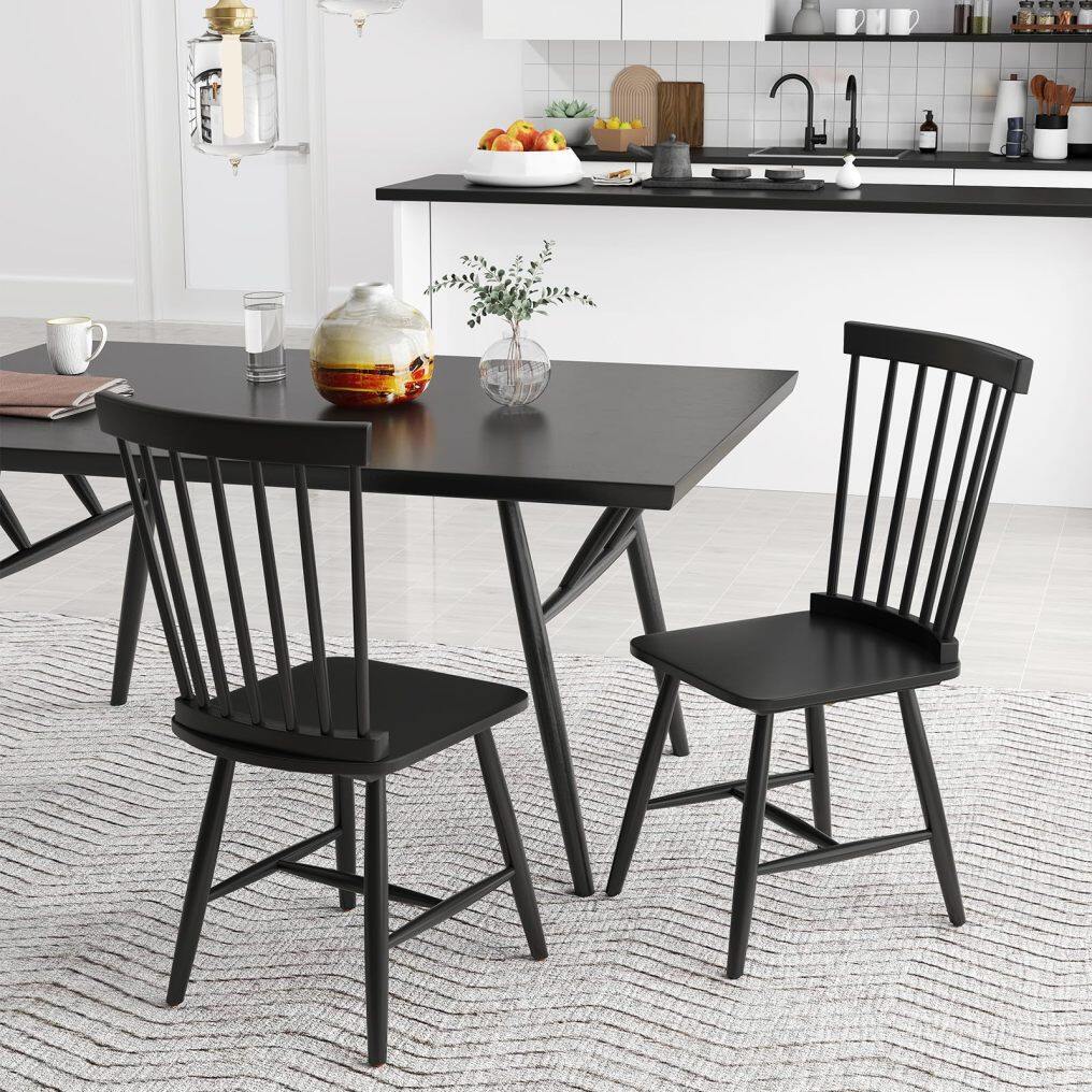 KOMFOTT Windsor Dining Chairs Set of 2/4 with Wide Seat & Spindle Back