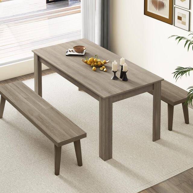 KOMFOTT Black Dining Table for 6, Wood Rectangular Table