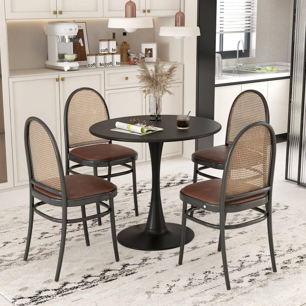 KOMFOTT Round Dining Table, 32" Modern Tulip Kitchen Table with 0.9” Thickened Tabletop & Sturdy Metal Pedestal