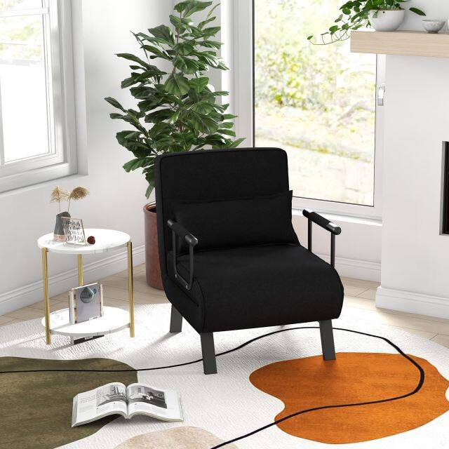 KOMFOTT Convertible Sleeper Chair Bed with Pillow, 4-in-1 Folding Sofa Bed with 6-Position Adjustable Backrest