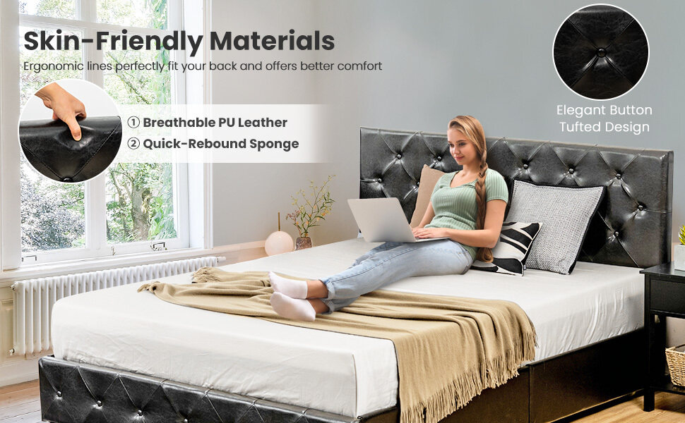 Platform Bed Frame w/ 4 Storage Drawers