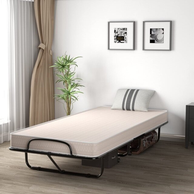 KOMFOTT Folding Guest Bed with Mattress, Twin Size Portable Rollaway Bed 5-Inch Memory Foam Mattress
