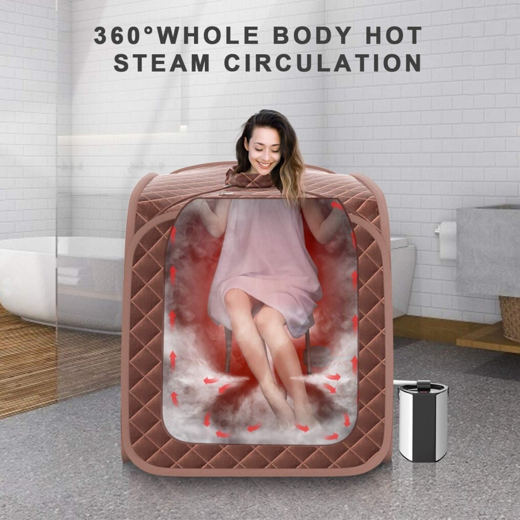 KOMFOTT Portable 3L Therapeutic Steam Sauna with Blast-Proof Remote Control, 9-Level Adjustable Temperature & Timer