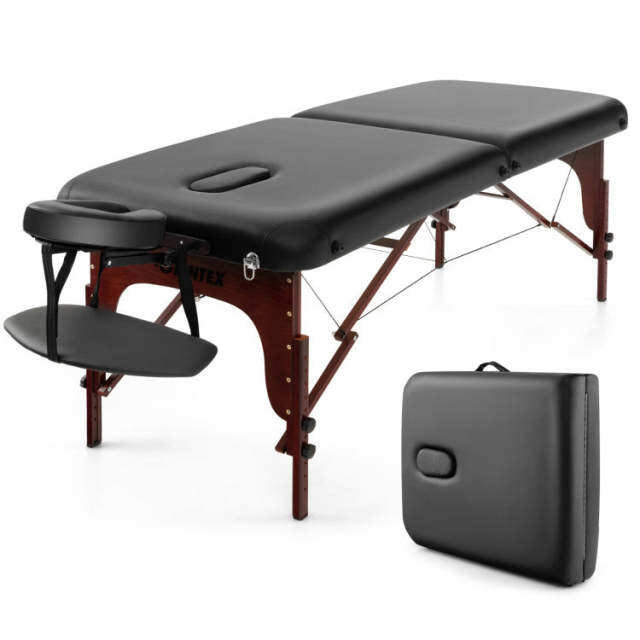 KOMFOTT Portable Massage Table 84 Inch, Folding Lash Bed with Premium Foam & Beech Wood Leg
