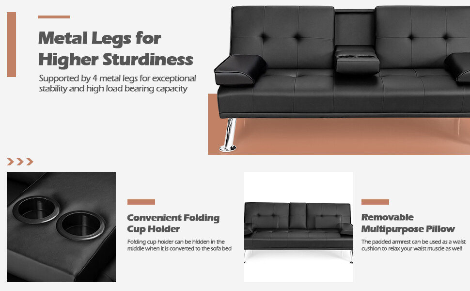 Modern Convertible Futon Sofa Bed