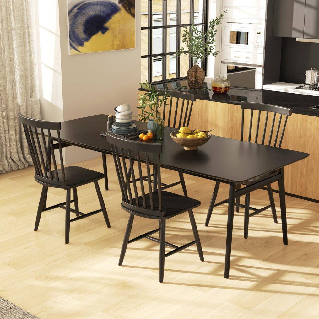 KOMFOTT Wood Dining Chairs Set of 2/4, Solid Wood Windsor Dining Chair with Wide Seat