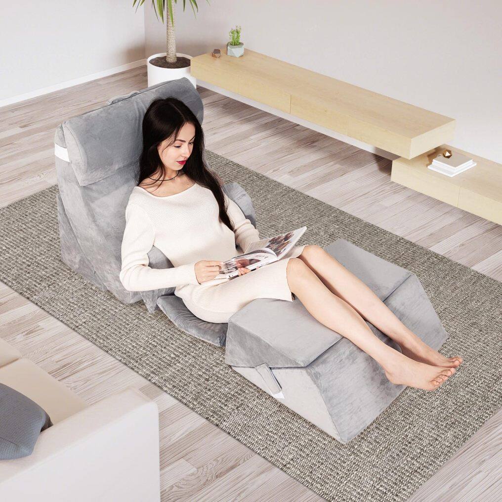 KOMFOTT 7 PCS Orthopedic Bed Wedge Pillow Set, Bed Wedge Pillows with Memory Foam for Neck, Back & Leg Pain Relief