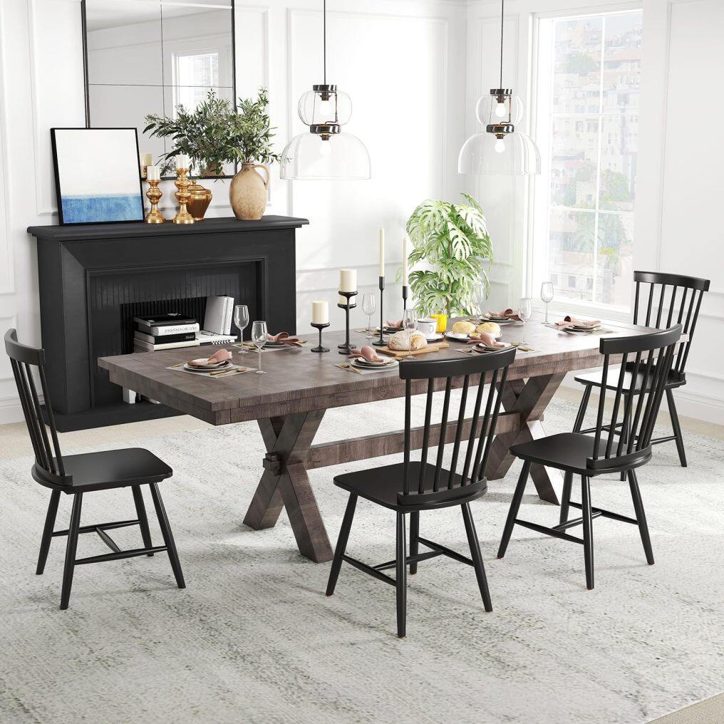 KOMFOTT Windsor Dining Chairs Set of 2/4 with Wide Seat & Spindle Back