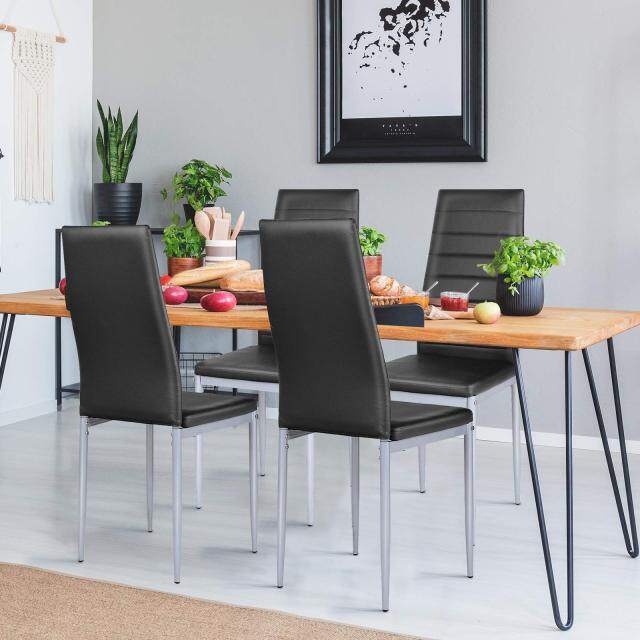 KOMFOTT PU Leather Dining Chairs Set of 4, Upholstered Side Chairs w/Ergonomic High Backrest & Steel Frame