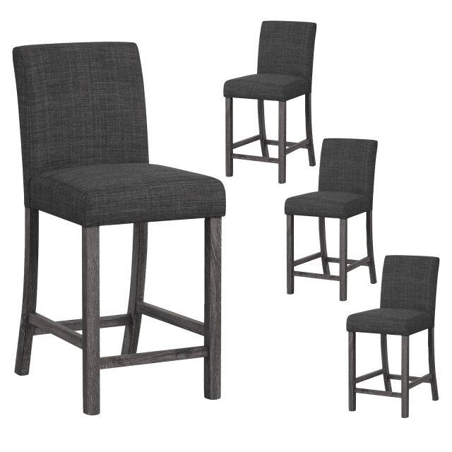 KOMFOTT Upholstered Counter Height Bar Stools Set of 2/4 with Ergonomic Backrest, Solid Wood Frame