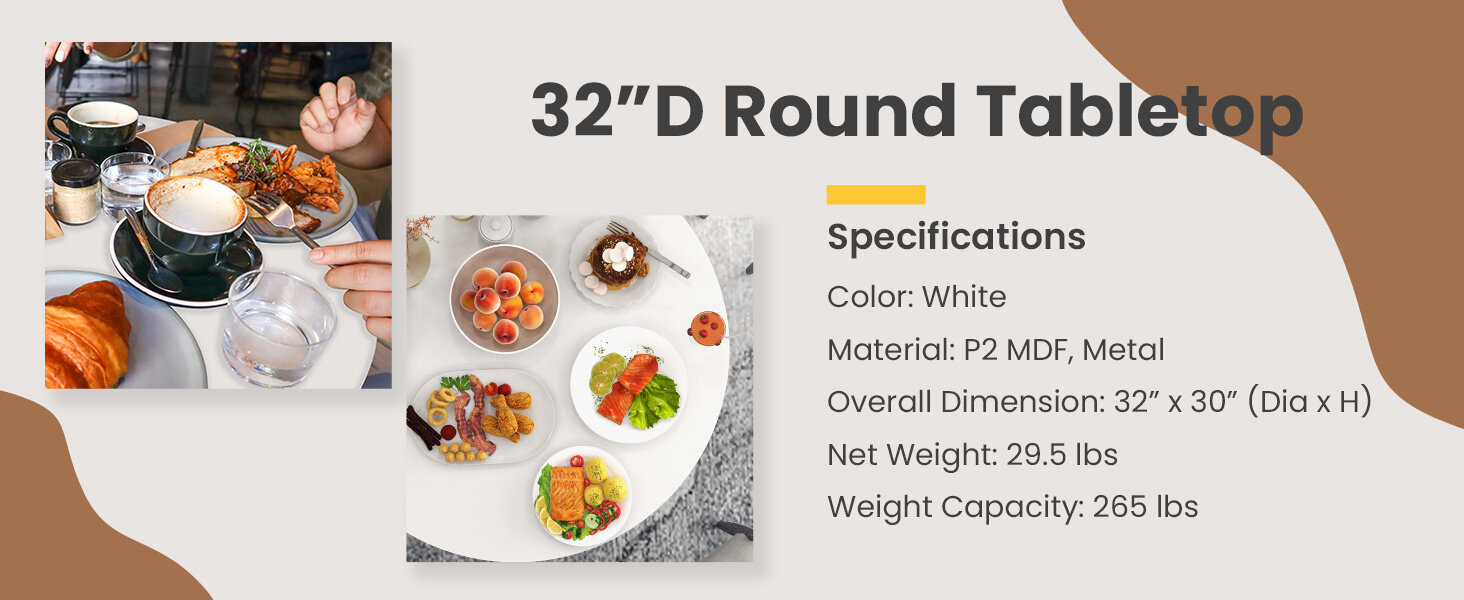 32”D Round Tabletop