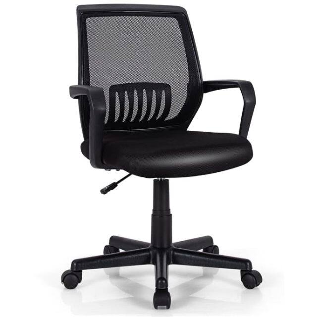 KOMFOTT Office Chair, Mesh Desk Chairs with Wheels, Lumbar Support, Waterfall Seat