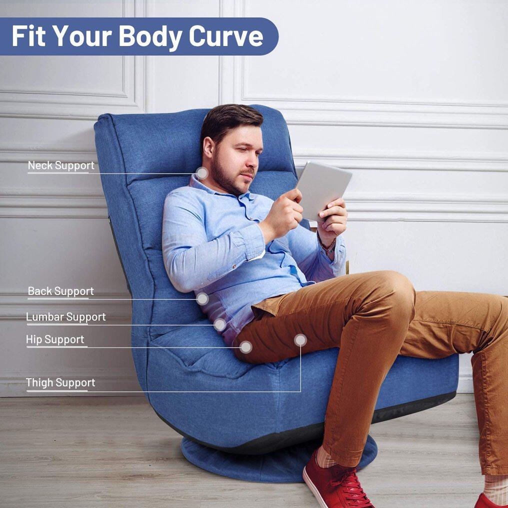 KOMFOTT 360 Degree Swivel Gaming Chair, 6 Position Adjustable Folding Floor Chair