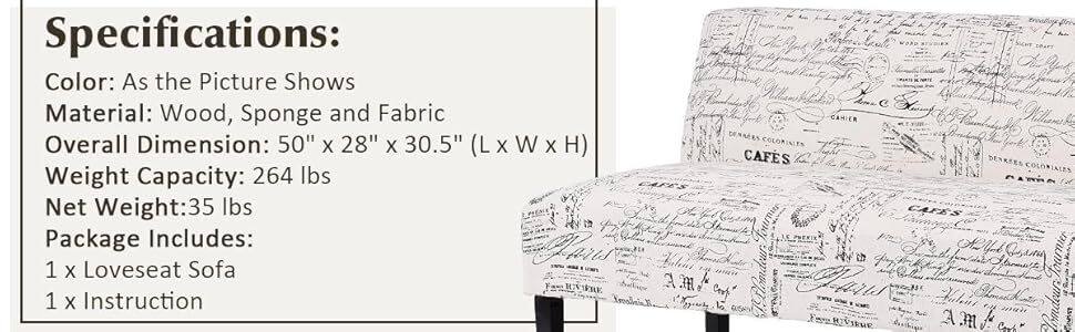 Armless Loveseat Sofa