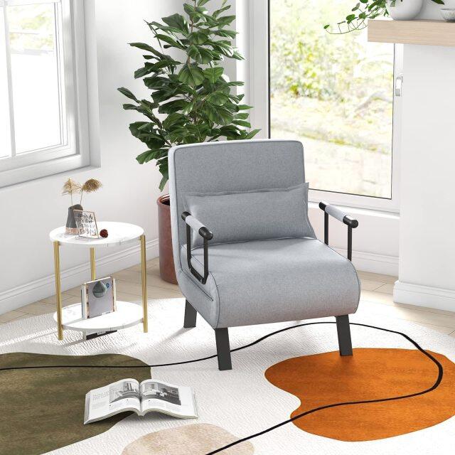 KOMFOTT Convertible Sleeper Chair Bed with Pillow, 4-in-1 Folding Sofa Bed with 6-Position Adjustable Backrest